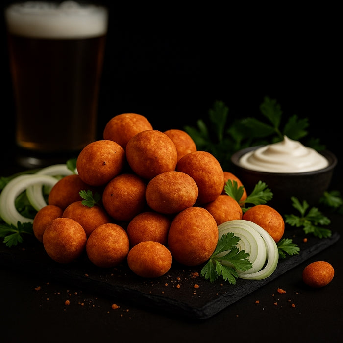 Kraukšķīgie zemesrieksti skābā krējuma un sīpola apvalkā