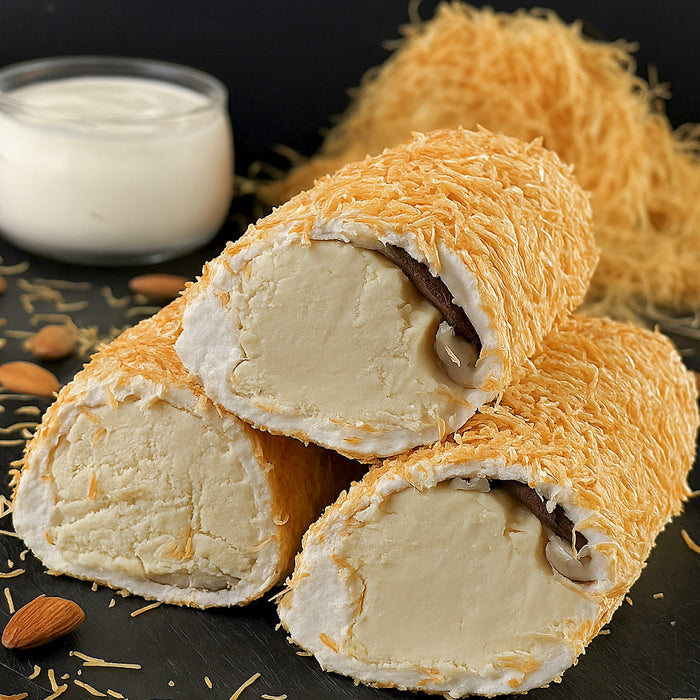 Lukums ar riekstu krēmu un kraukšķīgo kadaifu