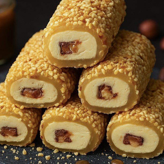 Lukums ar šokolādes-karameļu pildījumu un lazdu riekstiem