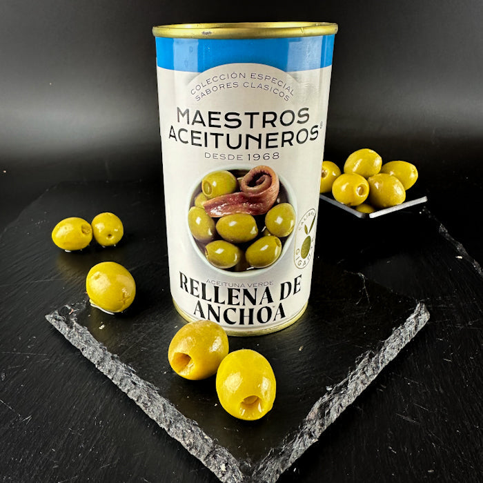 Zaļas olivas pilditas ar anšoviem bez kauliņiem